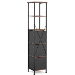 Badezimmerregal mit 3 Stoffschubladen 30 x 141 cm braun/schwarz