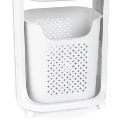 Badezimmerregal Wäschekorb auf Rollen 35L weiss