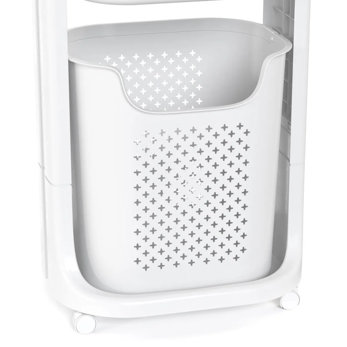 Badezimmerregal Wäschekorb auf Rollen 35L weiss