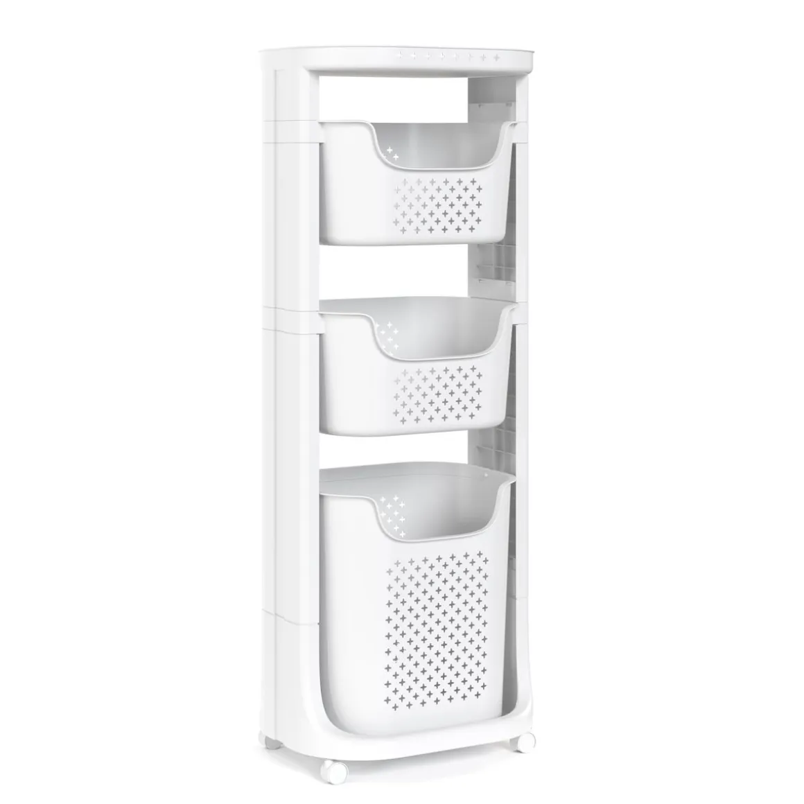 Badezimmerregal Wäschekorb auf Rollen 35L weiss