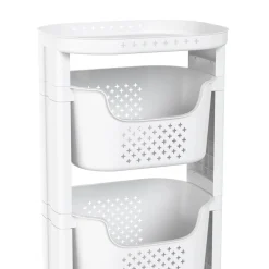 Badezimmerregal Wäschekorb auf Rollen 35L weiss