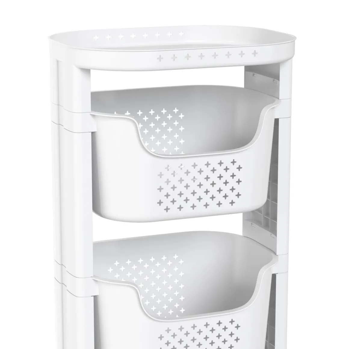 Badezimmerregal Wäschekorb auf Rollen 35L weiss