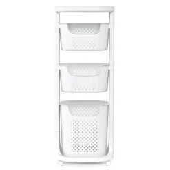 Badezimmerregal Wäschekorb auf Rollen 35L weiss
