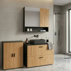 Badezimmerschrank AQUALIA 60 x 30 x 81 cm braun/schwarz