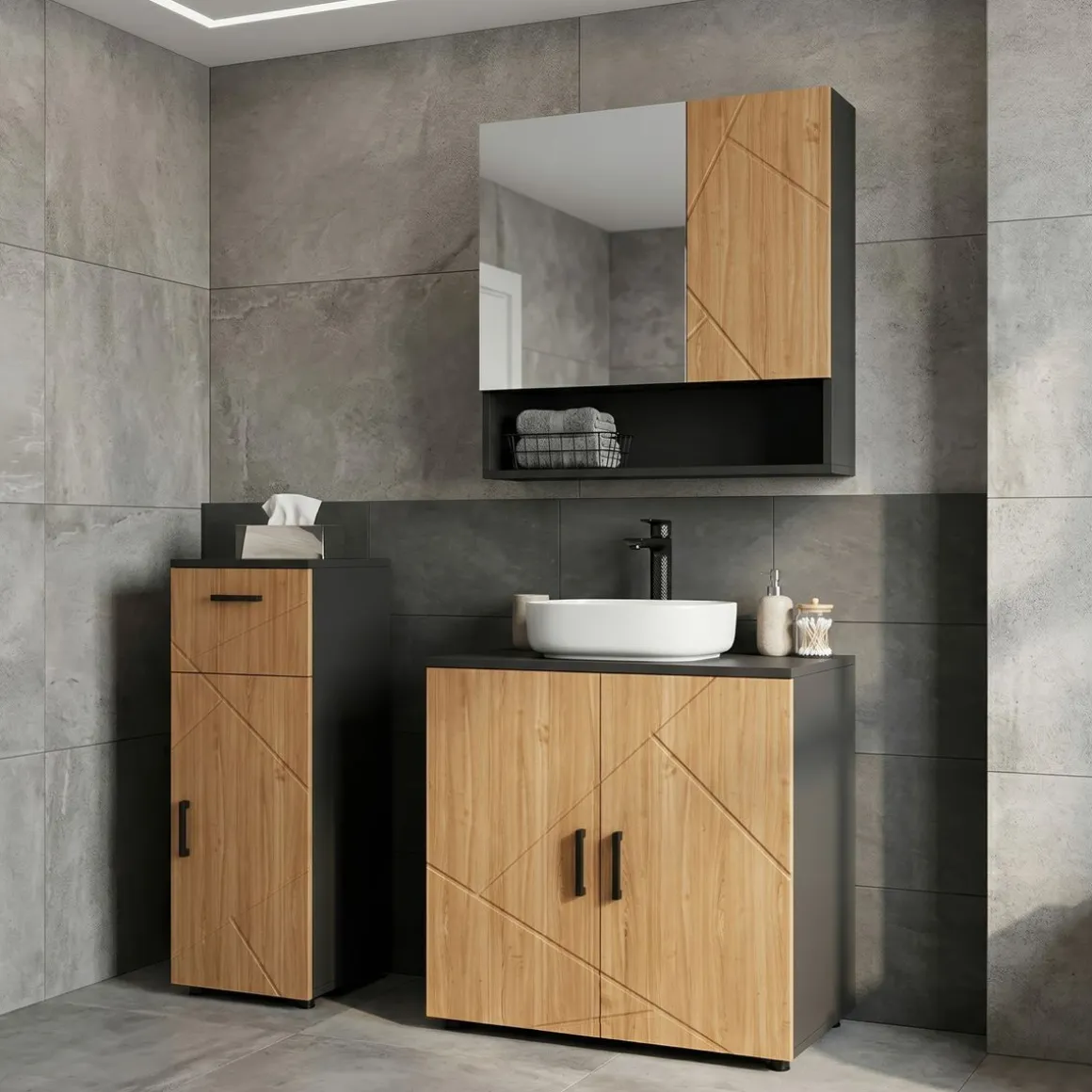 Badezimmerschrank AQUALIA 30 x 30 x 81 cm braun/schwarz