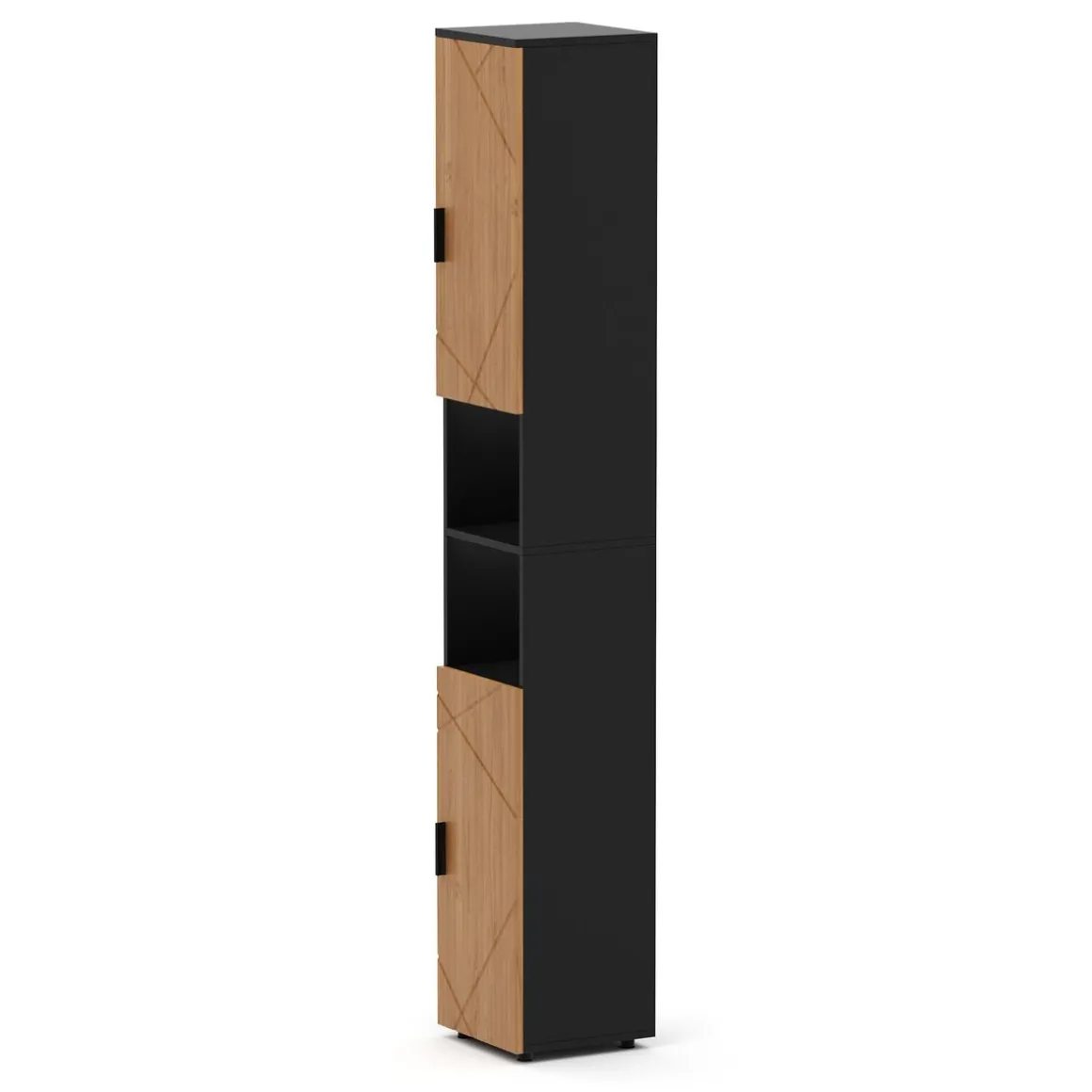 Badezimmerschrank AQUALIA 30 x 30 x 190 cm braun/schwarz