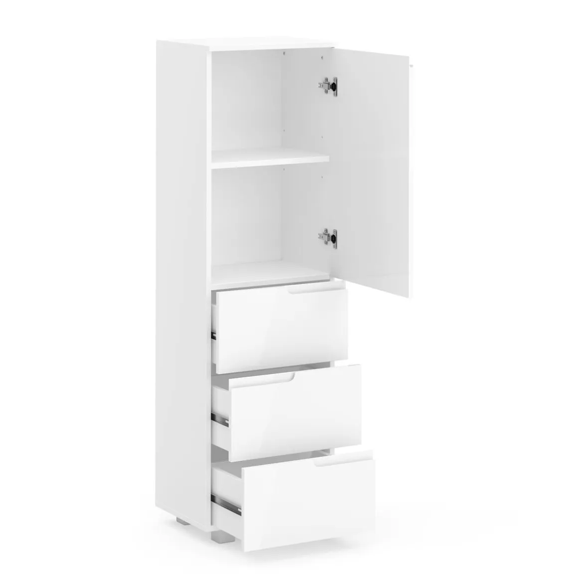 Badezimmerschrank AVILA 40 x 135 cm Hochglanz weiss