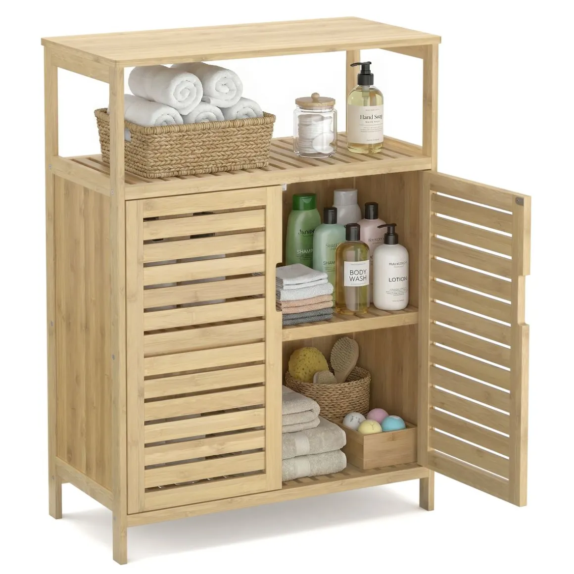 Badezimmerschrank Bambus SANOVA 60 x 30 x 81 cm natur