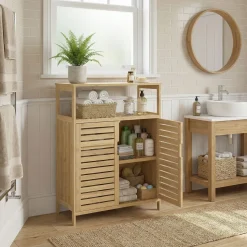 Badezimmerschrank Bambus SANOVA 60 x 30 x 81 cm natur