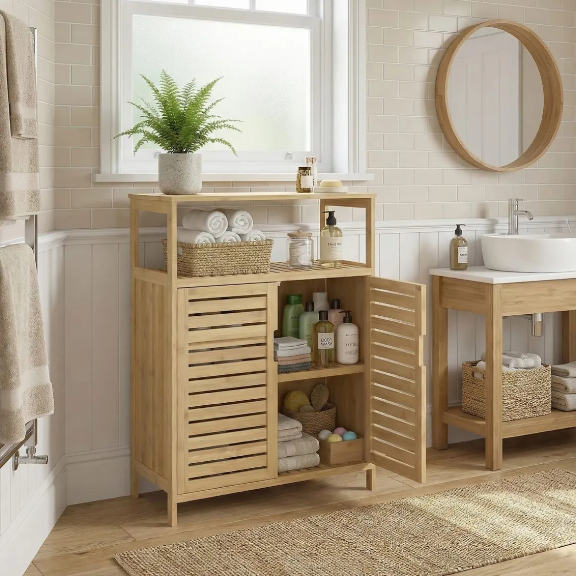 Badezimmerschrank Bambus SANOVA 60 x 30 x 81 cm natur