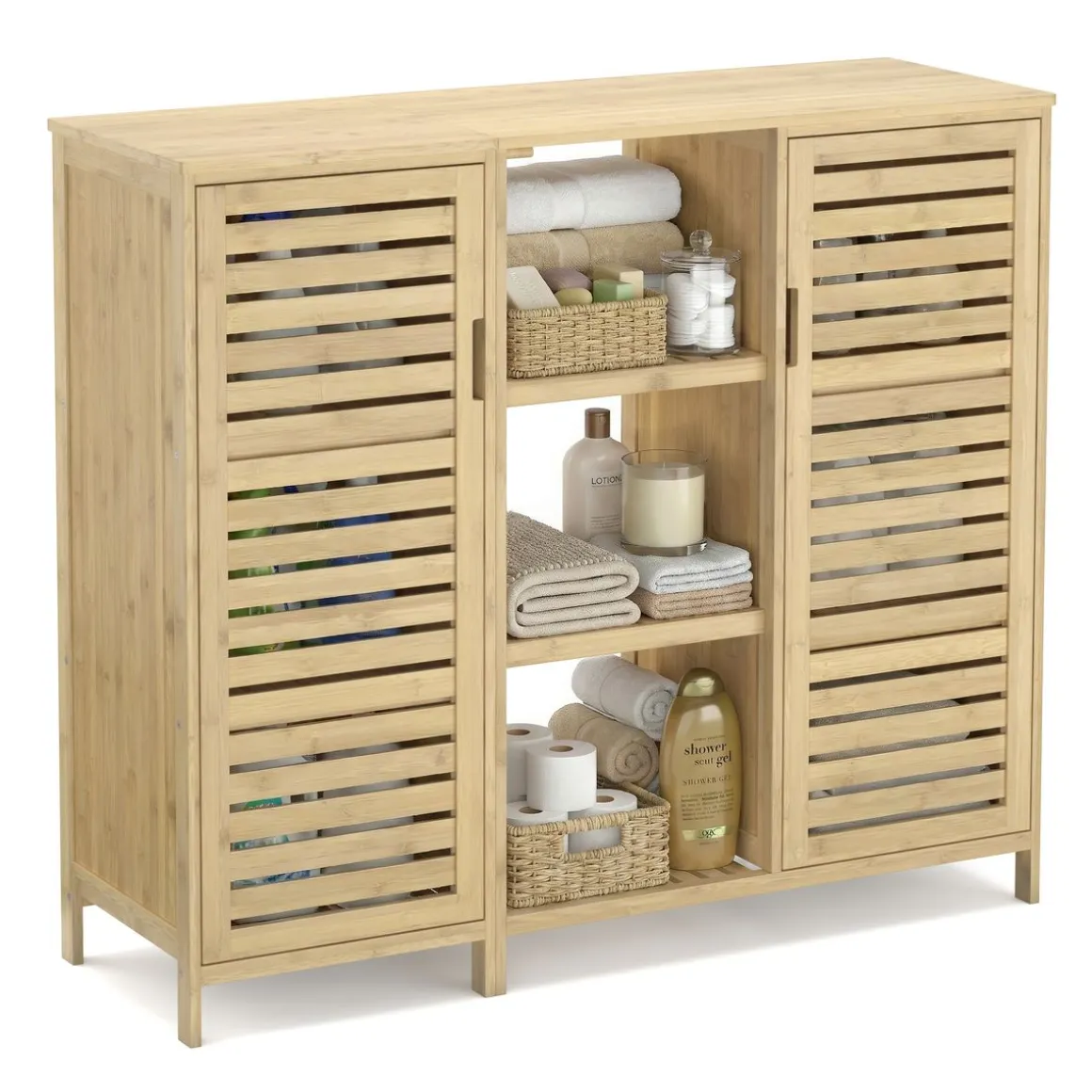 Badezimmerschrank Bambus SANOVA 100 x 33 x 87 cm natur