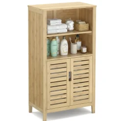 Badezimmerschrank Bambus SANOVA 50 x 29 x 92 cm natur