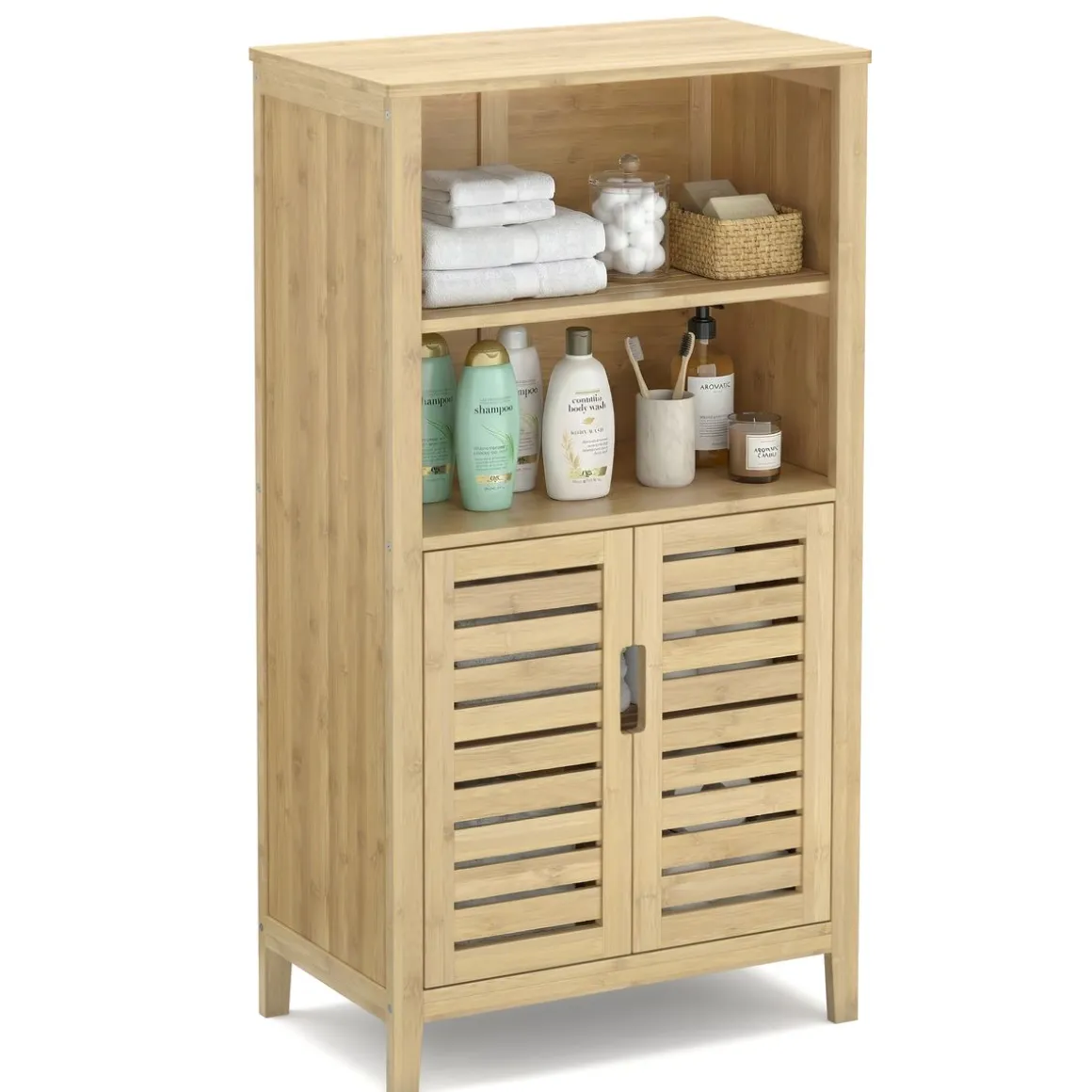 Badezimmerschrank Bambus SANOVA 50 x 29 x 92 cm natur