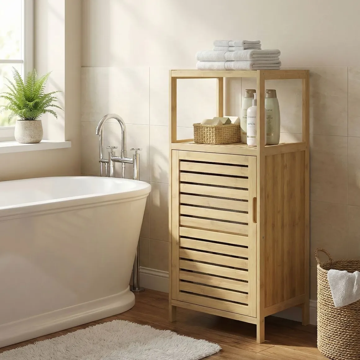 Badezimmerschrank Bambus SANOVA 37 x 33 x 86 cm natur