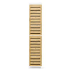 Badezimmerschrank Bambus SVALA 40 x 30 x 190 cm natur/weiss