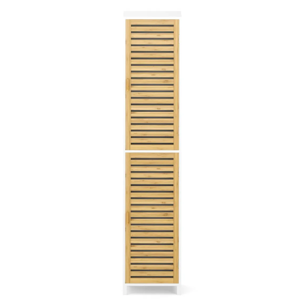 Badezimmerschrank Bambus SVALA 40 x 30 x 190 cm natur/weiss