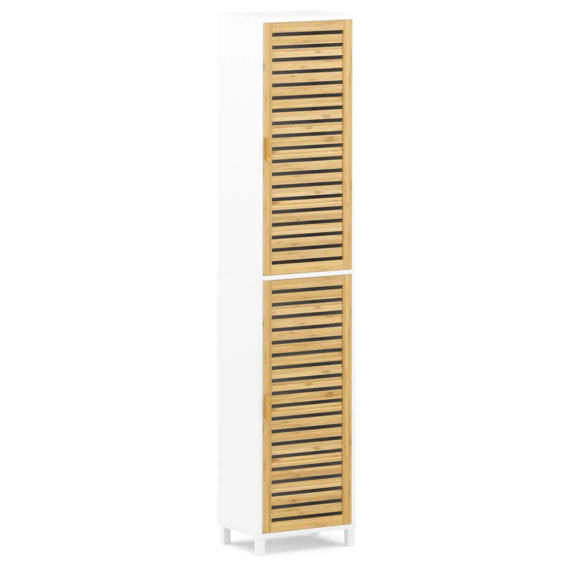 Badezimmerschrank Bambus SVALA 40 x 30 x 190 cm natur/weiss