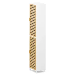 Badezimmerschrank Bambus SVALA 40 x 30 x 190 cm natur/weiss