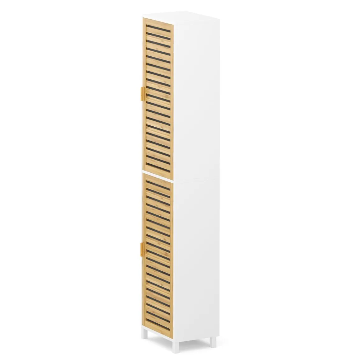 Badezimmerschrank Bambus SVALA 40 x 30 x 190 cm natur/weiss