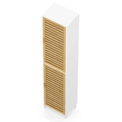 Badezimmerschrank Bambus SVALA 40 x 30 x 190 cm natur/weiss