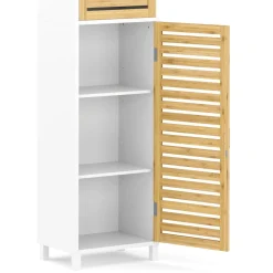 Badezimmerschrank Bambus SVALA 40 x 30 x 190 cm natur/weiss