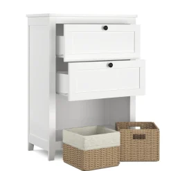 Badezimmerschrank mit 2 Schubladen und 2 Körben 60 x 30 x 80 cm weiss