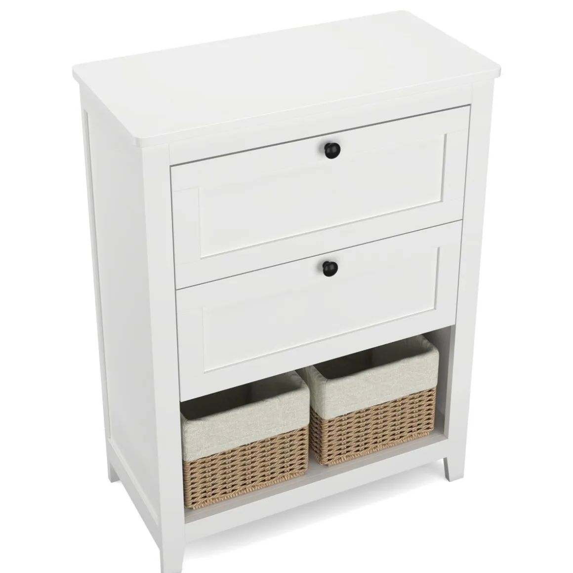 Badezimmerschrank mit 2 Schubladen und 2 Körben 60 x 30 x 80 cm weiss