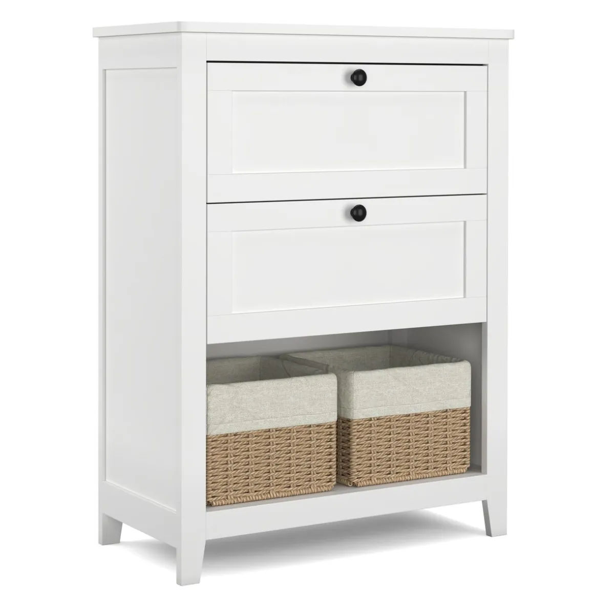 Badezimmerschrank mit 2 Schubladen und 2 Körben 60 x 30 x 80 cm weiss