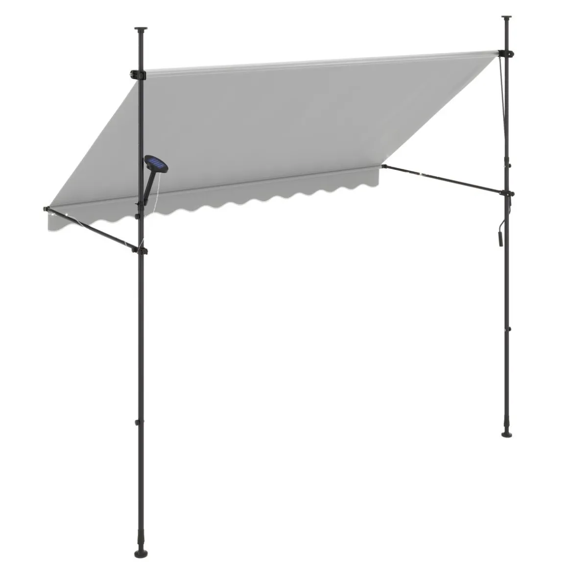 Balkonmarkise mit LED 300 x 150 cm grau