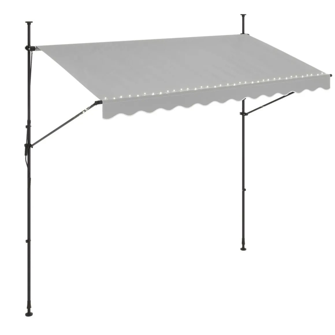 Balkonmarkise mit LED 300 x 150 cm grau