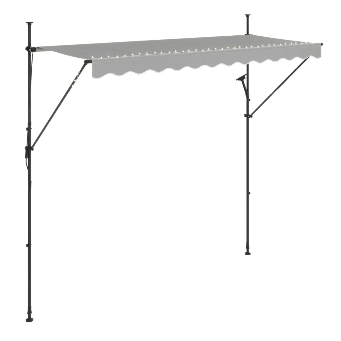 Balkonmarkise mit LED 300 x 150 cm grau
