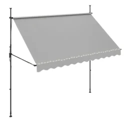 Balkonmarkise mit LED 300 x 150 cm grau
