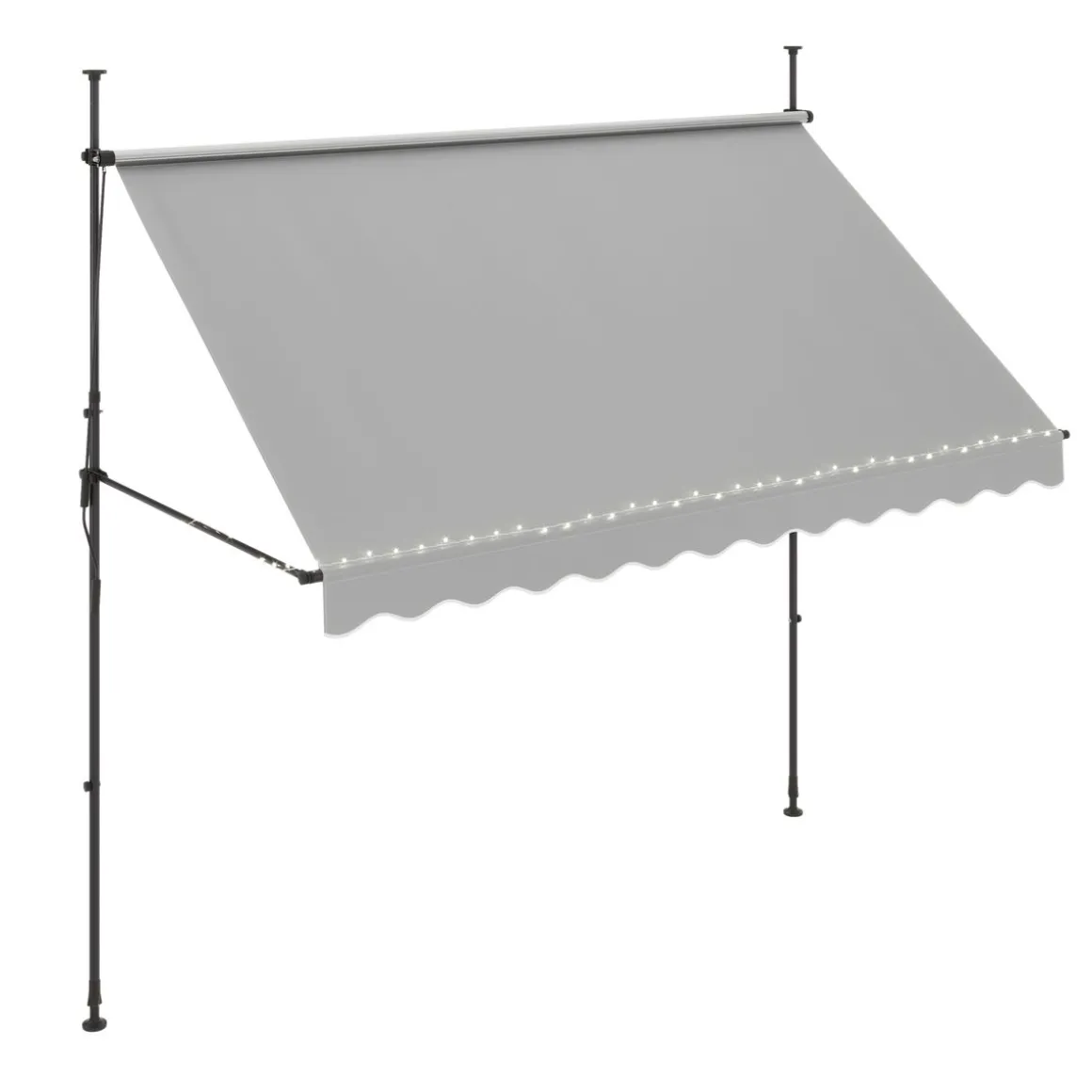 Balkonmarkise mit LED 300 x 150 cm grau