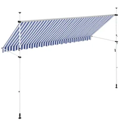 Balkonmarkise 400 x 150 cm blau/weiss