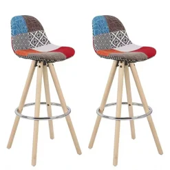 Barhocker AMALIA 2er Set bunt/natur