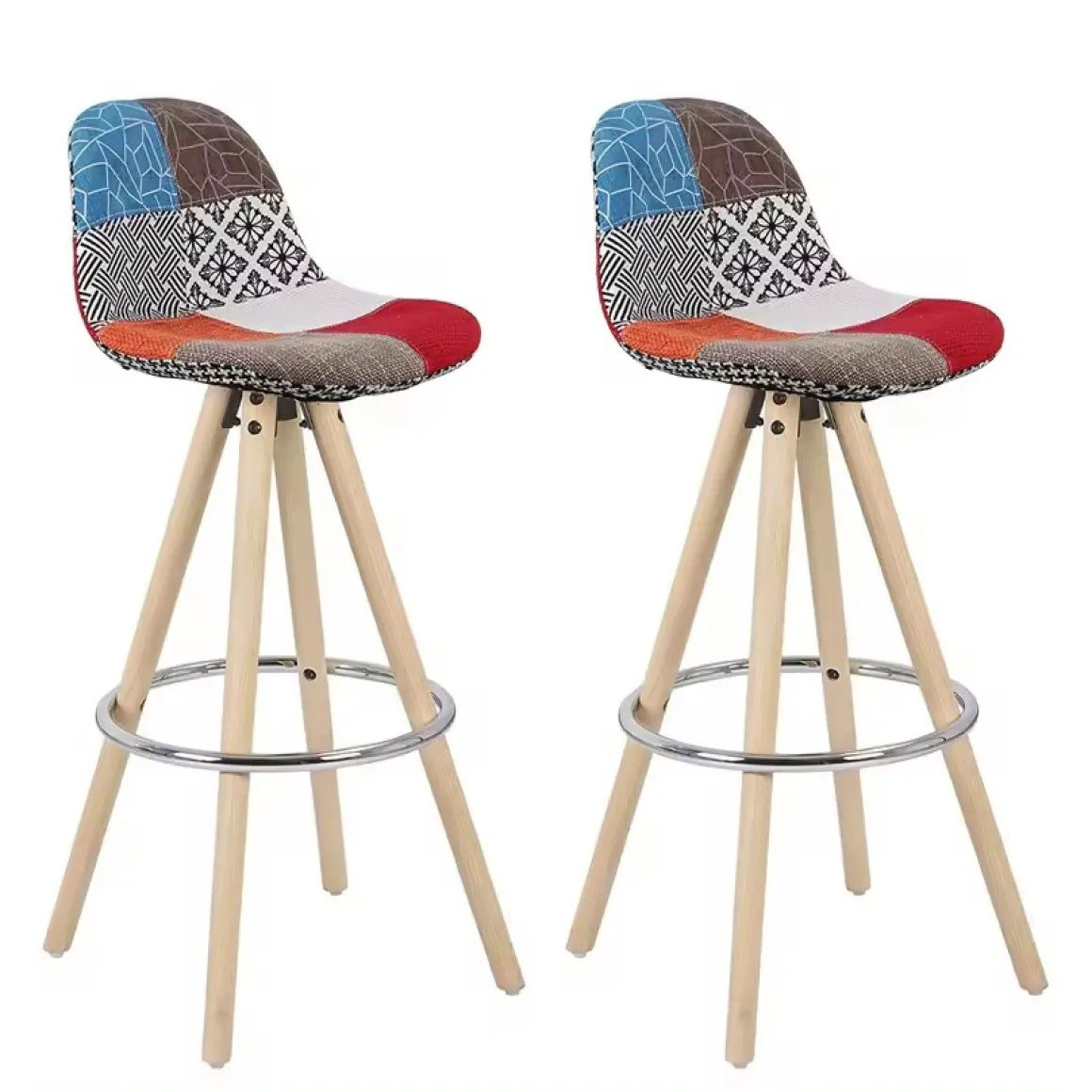 Barhocker AMALIA 2er Set bunt/natur