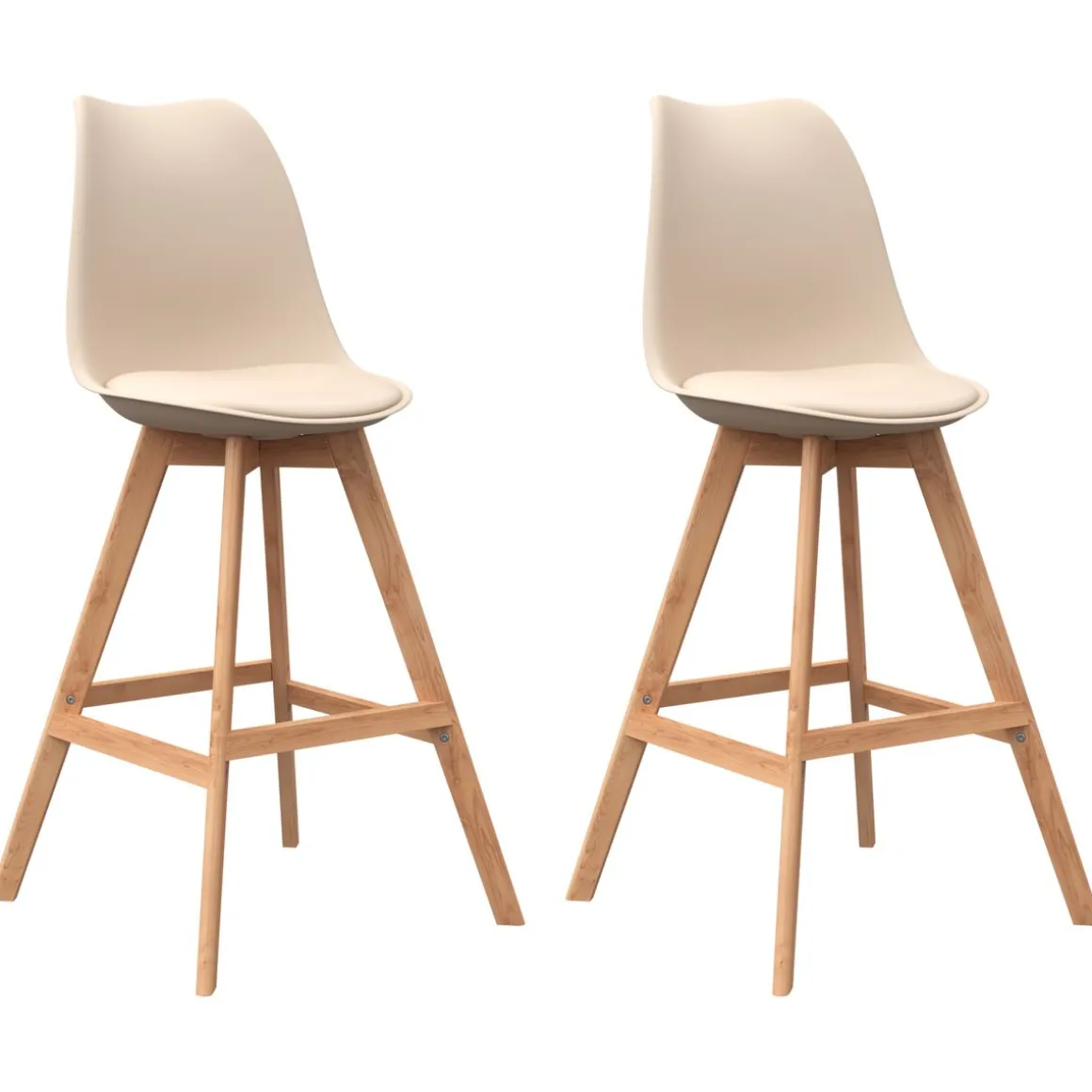 Barhocker AMELIA 2er Set beige