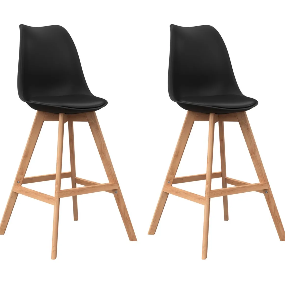 Barhocker AMELIA 2er Set schwarz