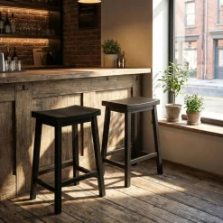 Barhocker Holz VELARI 2er Set schwarz