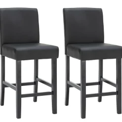 Barhocker Leder CORBY 2er Set schwarz