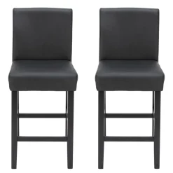 Barhocker Leder CORBY 2er Set schwarz