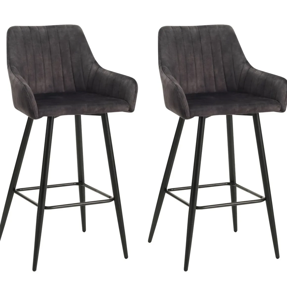 Barhocker Samt LEE 2er Set anthrazit