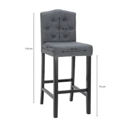 Barhocker WADE 2er Set anthrazit/schwarz