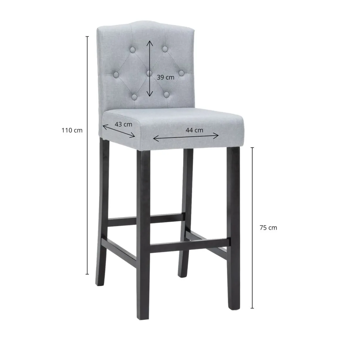 Barhocker WADE 2er Set grau/schwarz