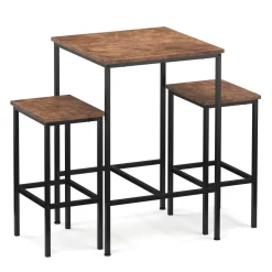 Bartisch mit Barhocker Set Vintage BONITA 60 x 60 x 90 cm