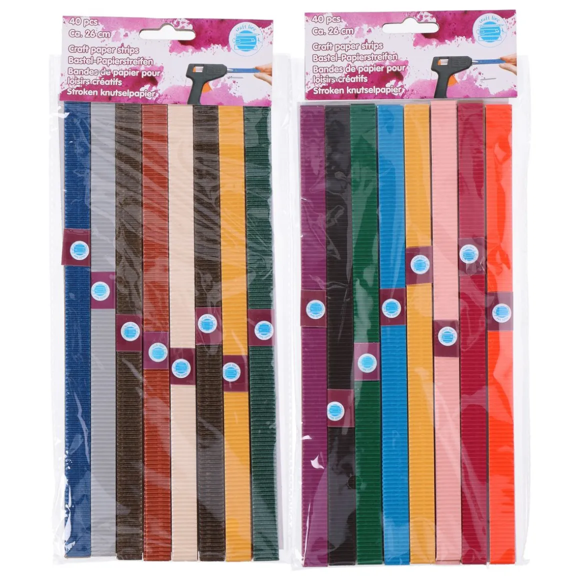 Bastelpapier Streifen Set 26 cm 40-teilig bunt