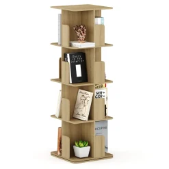 Bücherregal Drehregal CATO mit 16 Fächer 40 x 128 cm braun