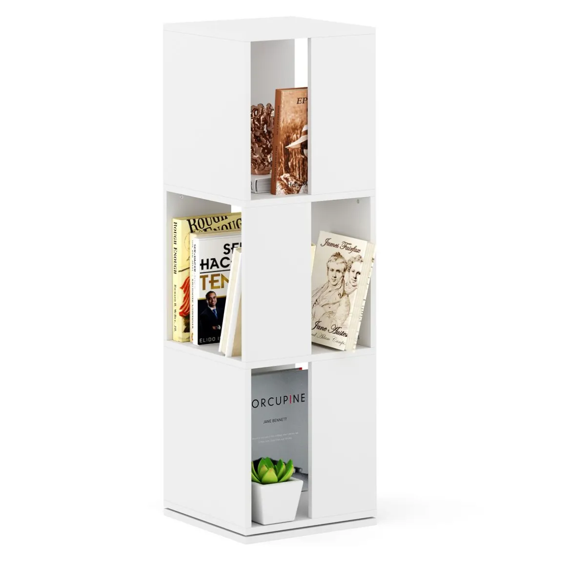 Bücherregal Drehregal JOAN mit 3 Fächer 34 x 109 cm weiss