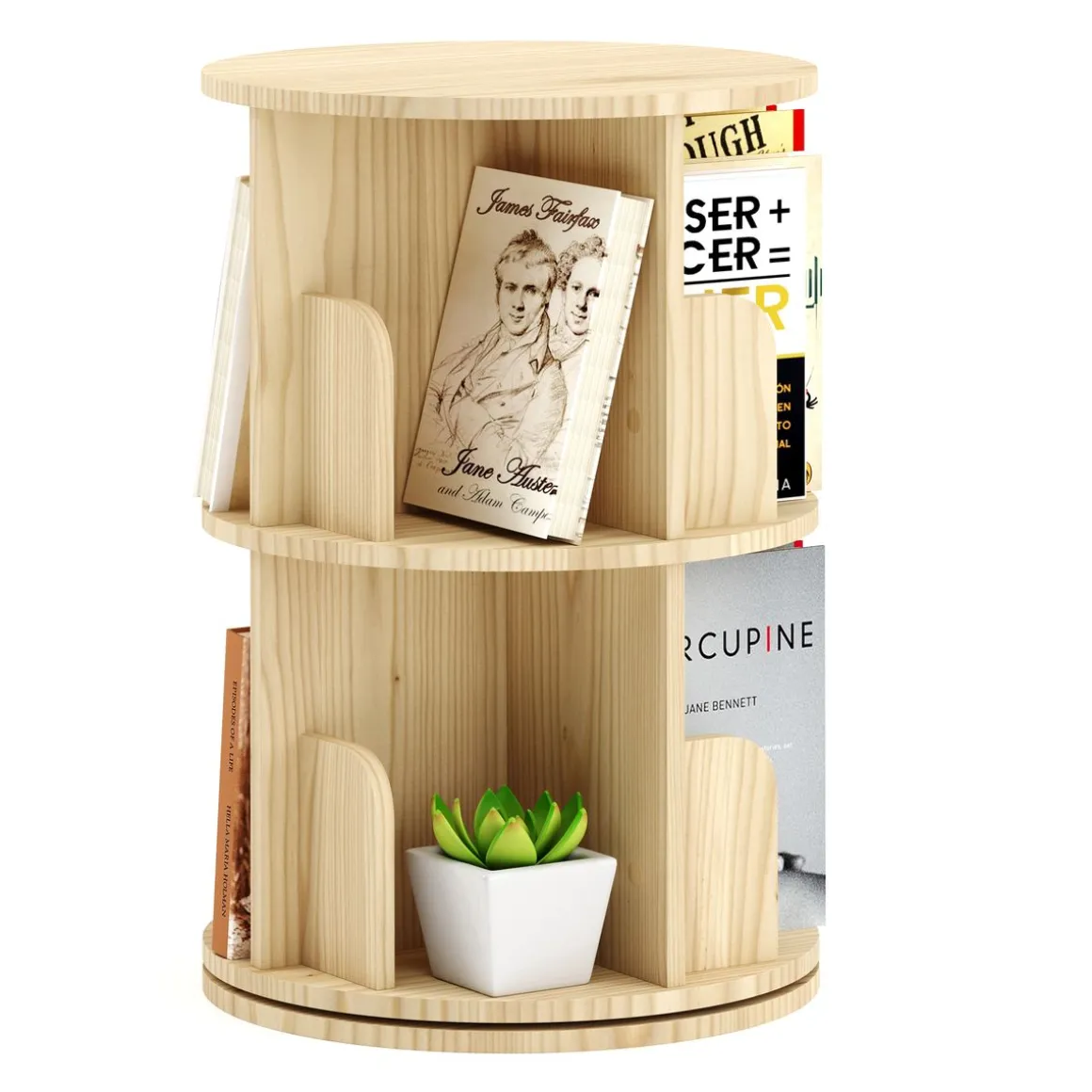 Bücherregal Drehregal VEDA mit 2 Ebenen 44 x 65 cm natur