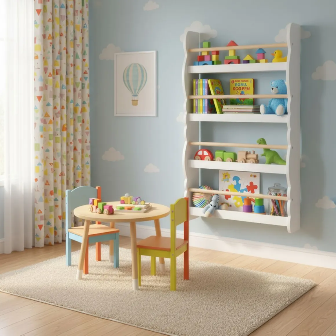 Bücherregal Kinderzimmer DREAMYCLOUD 60 x 98 cm weiss/natur